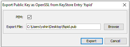 keystore explorer export public key popup