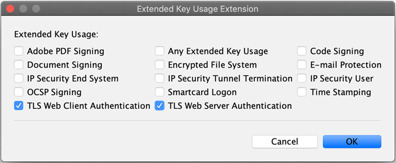 keystore explorer extended key usage extension