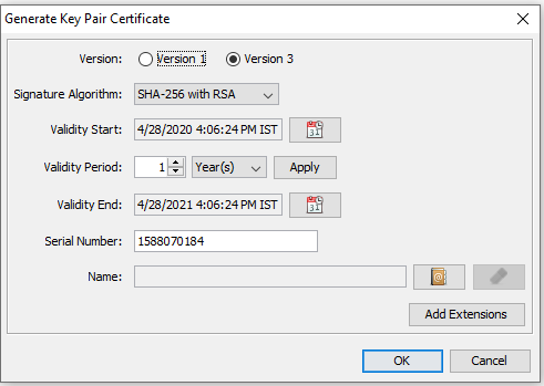 keystore explorer generate keypair certificate