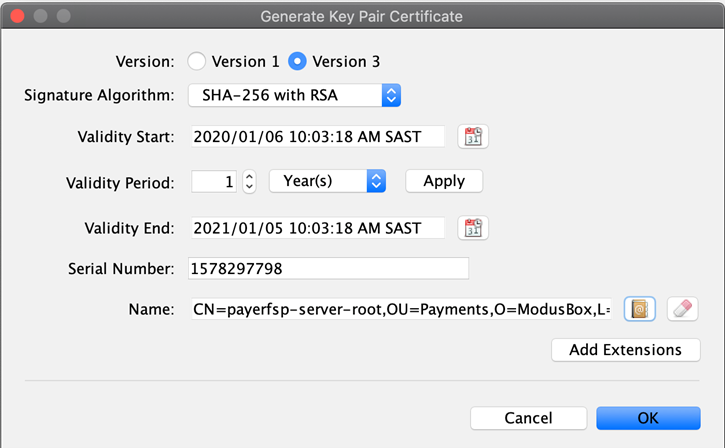 keystore explorer generate keypair certificate3