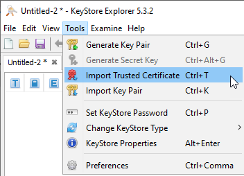 keystore explorer import trusted certificate