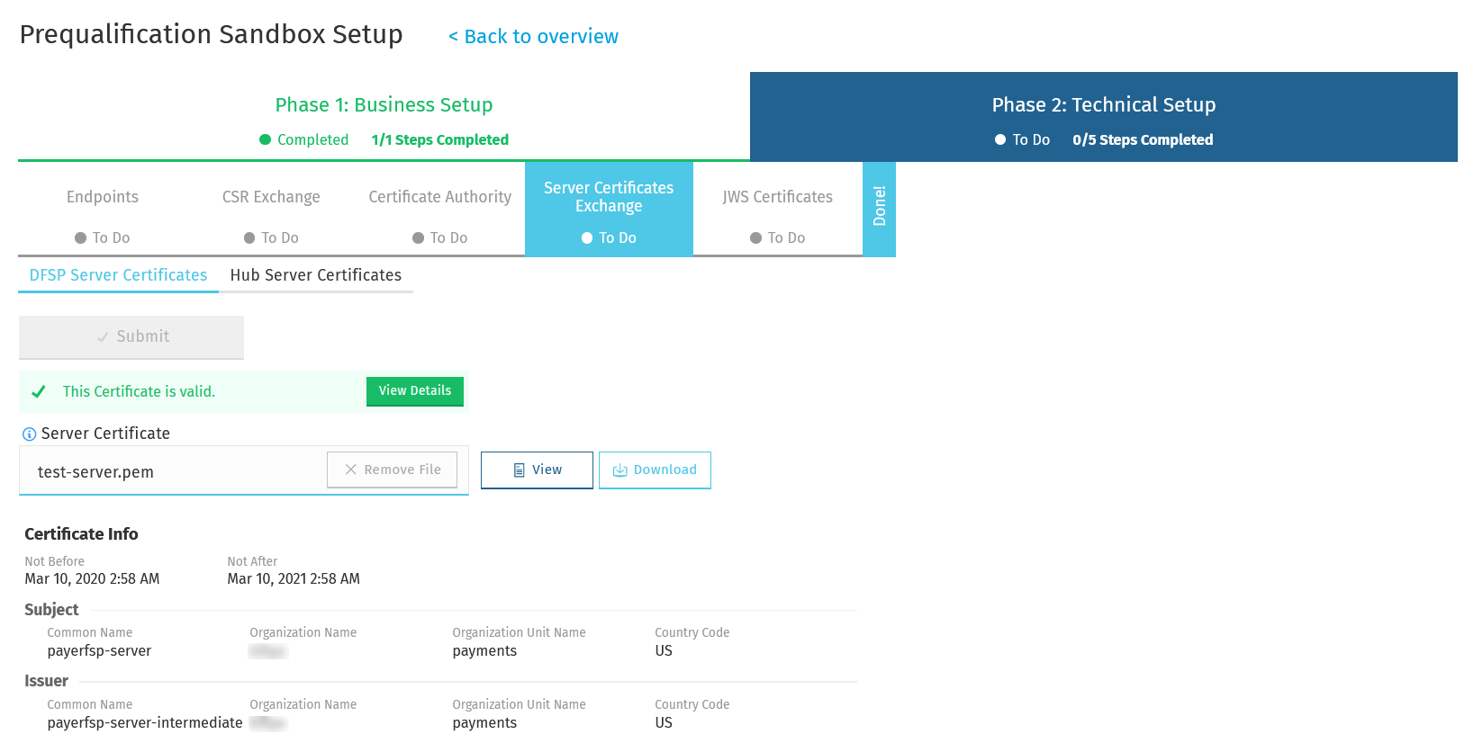 server certificates exchange