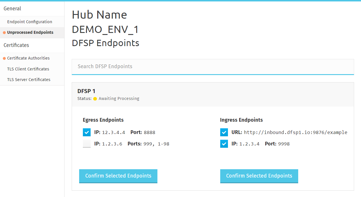 Hub unprocessed endpoints