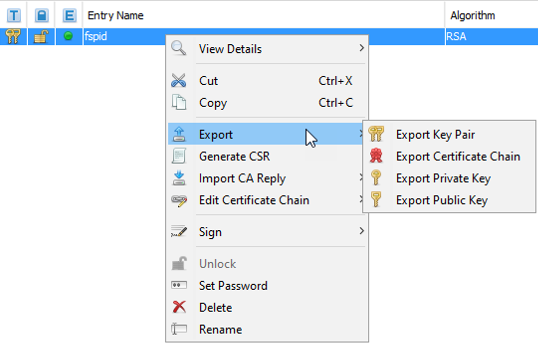 keystore explorer export certificate chain