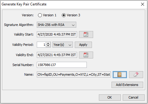 keystore explorer generate keypair certificate filled in